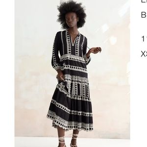 Zara embroidered midi dress